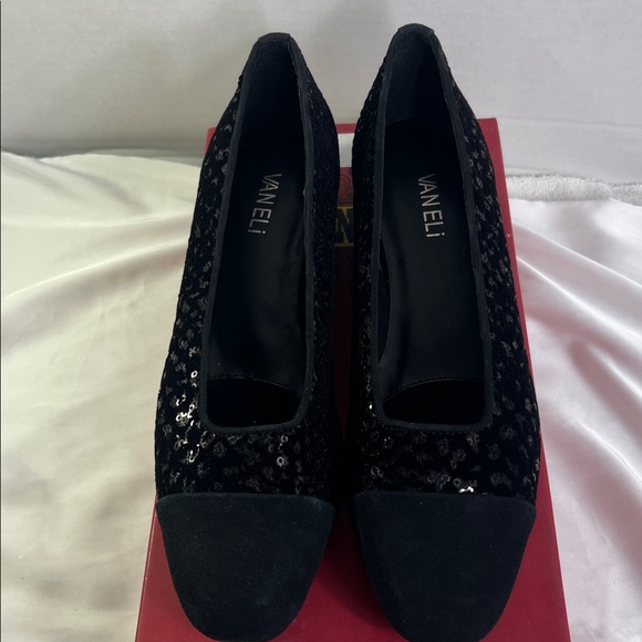 Vaneli Black Velvet Sequin Flats Women’s 8 N New In OriginalBox - Picture 3 of 6